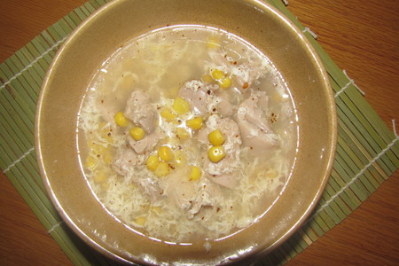 Фото к рецепту: Суп куриный с кукурузой