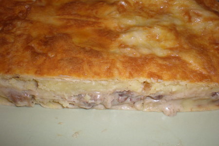 Фото к рецепту: Пирог из лаваша с картофельно-сливочно-грибной начинкой