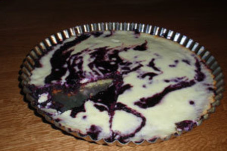 Фото к рецепту: Открытый пирог с черникой и творогом