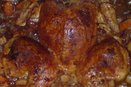 Фото к рецепту: Курица в красном вине(cog au vin)
