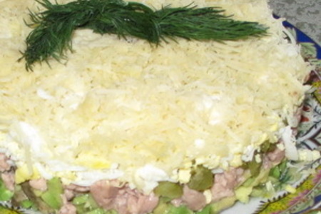 Фото к рецепту: Салат с печенью трески