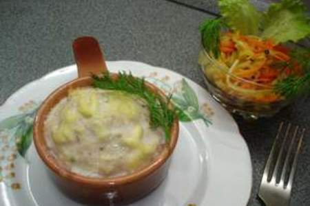 Фото к рецепту: Куриное суфле с овощным спагетти