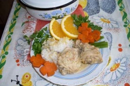 Фото к рецепту: Курица под апельсиновым соусом