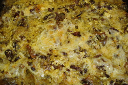 Фото к рецепту: Лазанья с жульеном из курицы и грибов