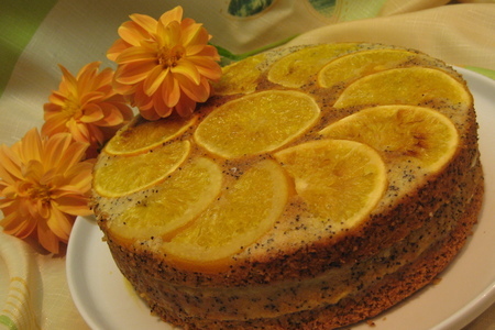 Фото к рецепту: Торт апельсиновый с маком