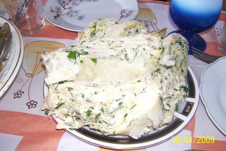 Фото к рецепту: Рыбка в лаваше с сыром
