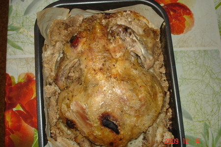 Фото к рецепту: Курица в соли(способ приготовления)