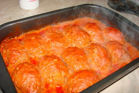 Фото к рецепту: Ленивые голубцы в томатном соке.