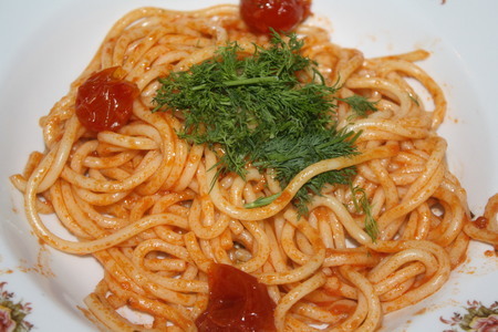 Фото к рецепту: Спагетти с итальянской заправкой