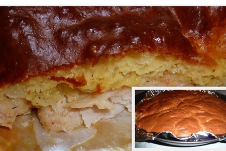 Фото к рецепту: Сочные куриные грудки под шубкой (типо пирога)