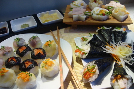 Фото к рецепту: Нигири, темари и темаки суши