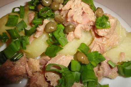 Фото к рецепту: Холодный  картофельный салат с тунцом