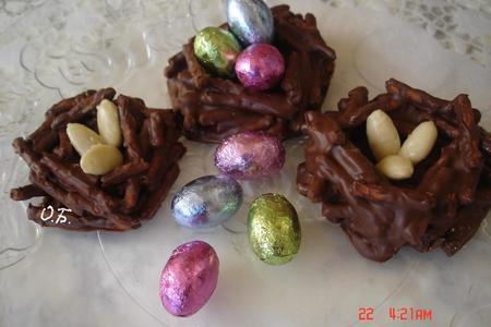 Фото к рецепту: Десерт шоколадные "гнезда"
