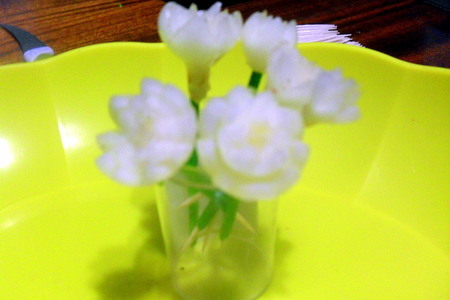 Фото к рецепту: Цветы из мелкого лука (украшение блюд)