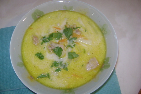 Фото к рецепту: Сливочный куриный суп.