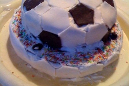 Фото к рецепту: Торт футбольный мяч