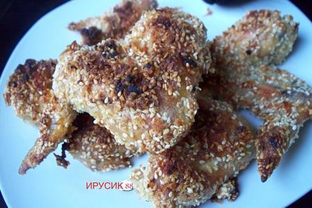 Фото к рецепту: Cranchy sesam chicken wings куриные крылышки с хрустящей кунжутной корочкой