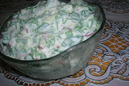 Йогуртово-овощной соус с кресс-салатом к мясу, птице и овощам