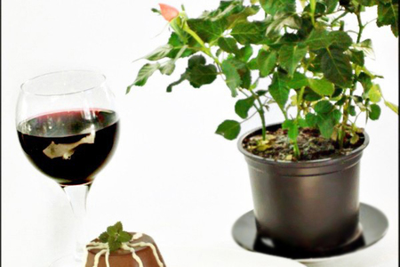 Фото к рецепту: Шоколадная панна котта с грушами в красном вине "самым-самым...", рецепт с посвящением.