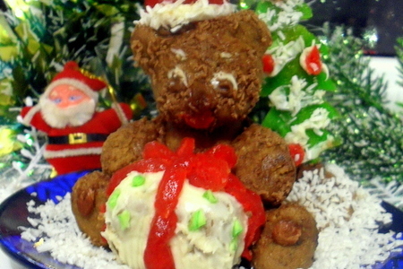 Фото к рецепту: Новогодний десерт "медвежонок"
