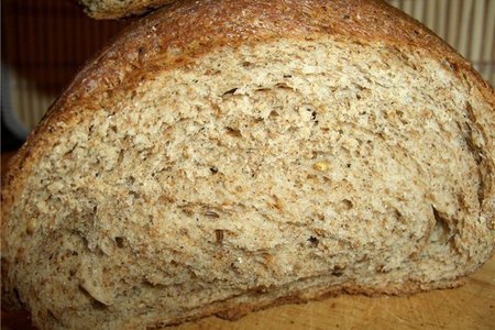 Фото к рецепту: Хлеб пшеничный с цельнозерновой мукой и отрубями