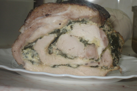 Фото к рецепту: Свинина со шпинатом и сыром дор-блю (для ларисы)
