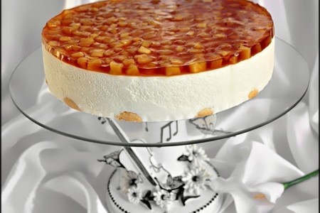 Фото к рецепту: Сырно-шоколадный торт с яблочно-медовым желе.