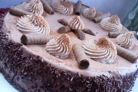 Фото к рецепту: Шоко-сырный торт с кофейным бисквитом