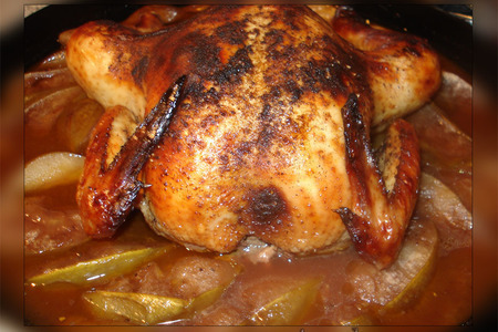 Фото к рецепту: Пивная курица в фруктовом соусе