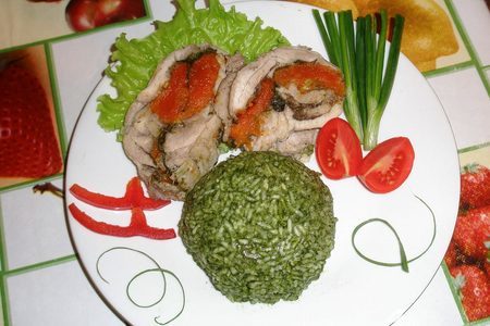Курица по татарски с шпинатным рисом