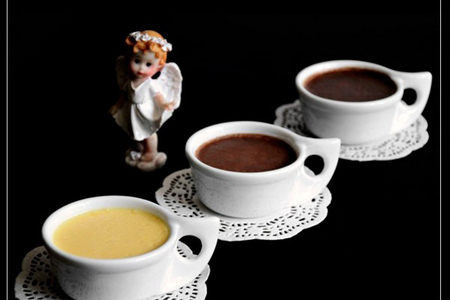 Фото к рецепту: Petites crèmes 3 chocolats. маленькие кремовые десерты «шоколадное трио».