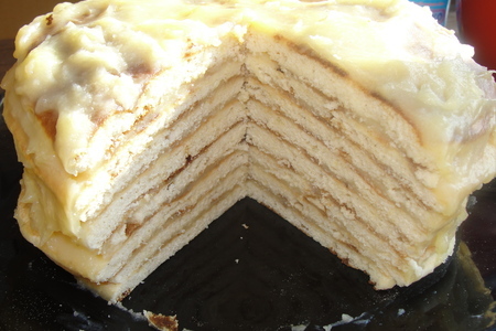 Фото к рецепту: Торт на сковородке с заварным кремом