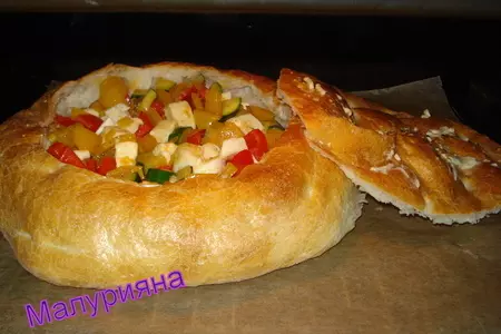 Пицца " фаршированная лепёшка"/gefüllte fladenbrot-pizza: шаг 7