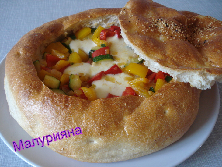 Пицца " фаршированная лепёшка"/gefüllte fladenbrot-pizza: шаг 8