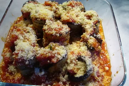 Melanzane alla parmigiana (баклажановые рулетики  с моцареллой): шаг 5