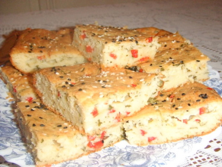 Сырный кекс с зеленью и болгарским перцем: шаг 3