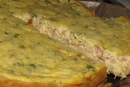 Киш с копчёными курицей и сыром.: шаг 5