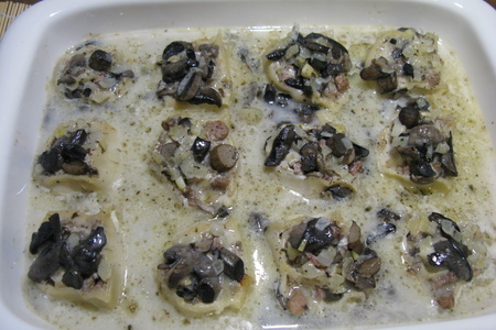 Постное заварное тесто на вареники и пельмени + мясные розочки с грибным соусом: шаг 6