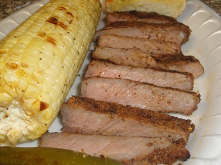 Мясо с кукурузой,перцем и хлебом на гриле: шаг 8