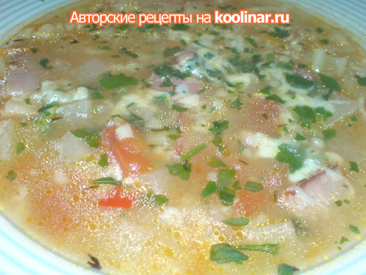 Суп с с копчёным мясом,овощами и перловкой (почти   minestrone d`orzo): шаг 9