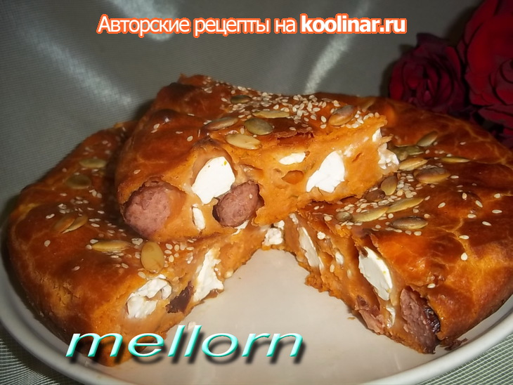 Томатный пирог с брынзой и колбасками: шаг 4