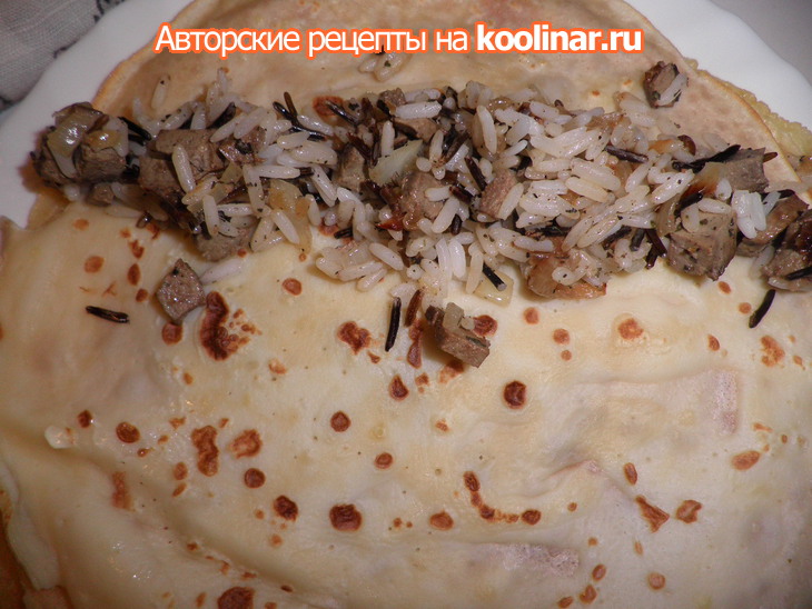 Блинный пирог с рисом и печенью: шаг 1