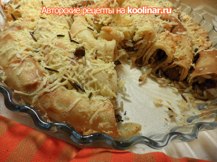 Блинный пирог с рисом и печенью: шаг 3