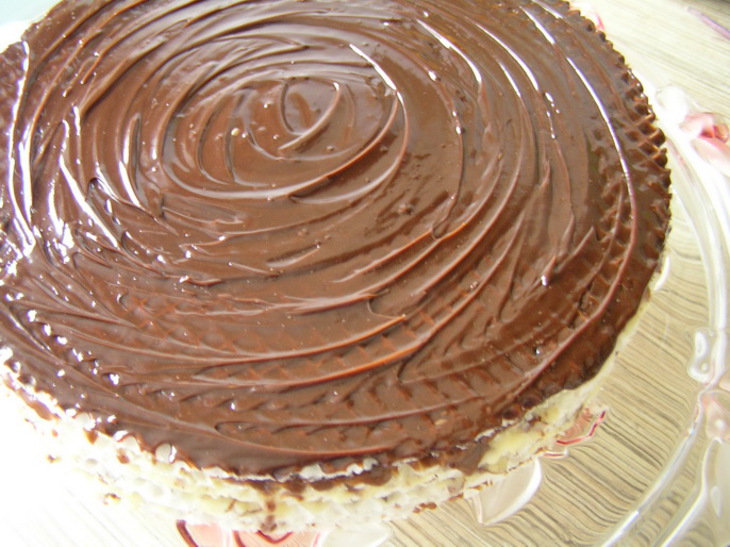 Шоколадно-лимонный вафельный торт с миндалем: шаг 8