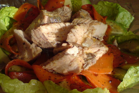 Тёплый салат из моркови, лосося и авокадо: шаг 8