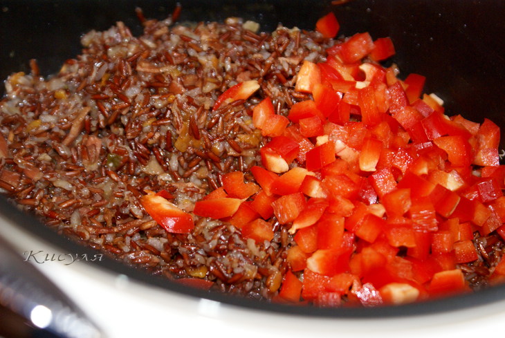 Красный рис (red rice) с беконом и овощами.тест-драйв: шаг 7