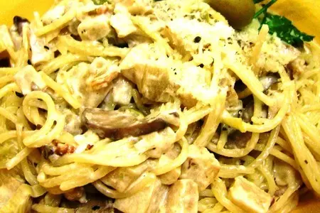 Капеллини с грибами и баклажанами в сливочном соусе. capellini with eggplant and mushrooms.: шаг 6