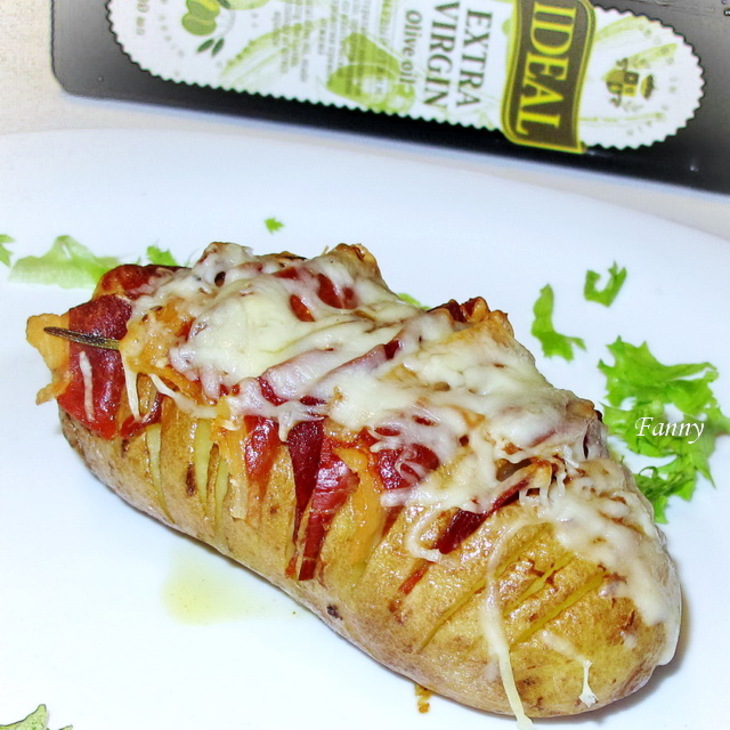 Картошка,  запеченная гармошкой с беконом и пармезаном - bacon parmesan hasselback potatoes: шаг 6