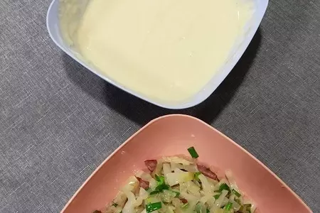 Ленивый пирог с капустой и колбасой 😋