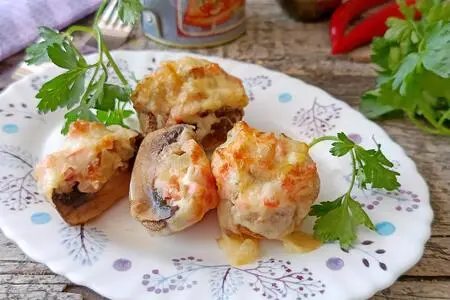 Запеченные фаршированные шампиньоны со вкусом пиццы: шаг 5